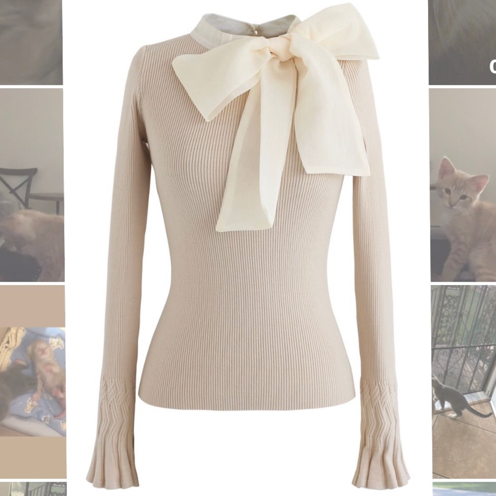 Beige Bow Longsleeve